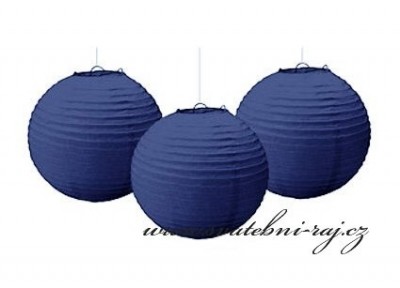 Lampion koule navy blue, průměr 20 cm
