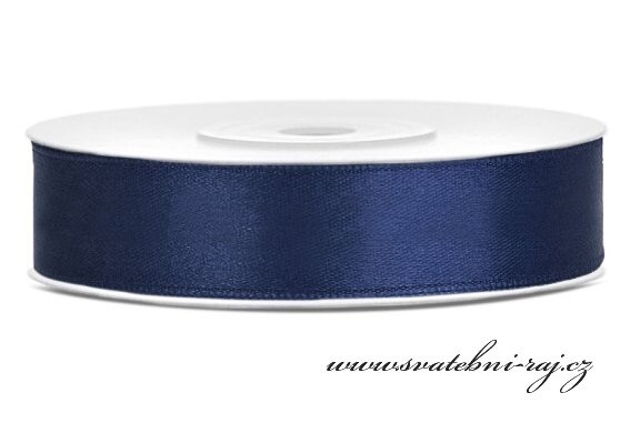Saténová stuha navy blue, šíře 12 mm