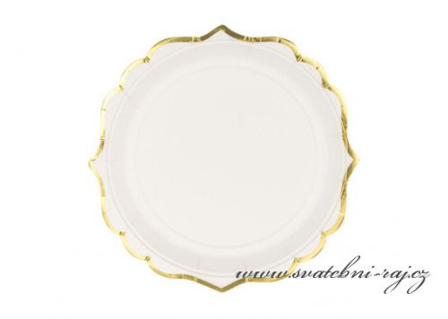 Zobrazit detail - Smetanové talířky se zlatým okrajem