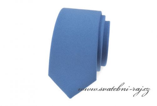 Kravata modrá matná - SLIM