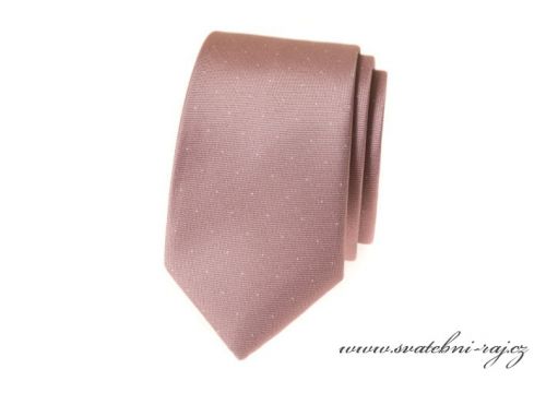 Kravata pudrová puntík - SLIM