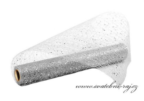 Zobrazit detail - Organza pavučinka stříbrná flitr