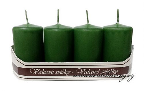 Válcové svíčky tmavě zelené - 40 x 70 mm