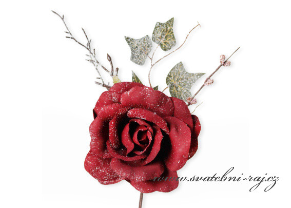 Zápich bordó růže s glitry