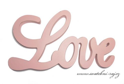 Dřevěné slovo LOVE růžové