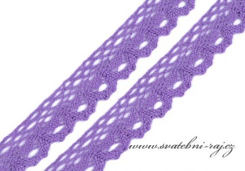 Paličkovaná krajka fialková, šíře 2,8 cm