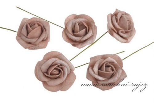 Zobrazit detail - Pěnová růže kapučíno, průměr 3,5 cm