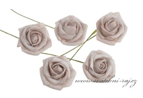 Zobrazit detail - Pěnová růže latté, průměr 3,5 cm
