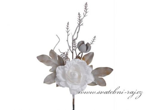 Přízdoba s listy a bílým květem