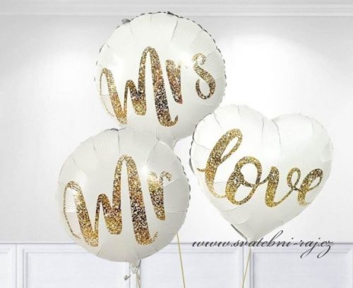 Sada balónků Mr, Mrs a Love