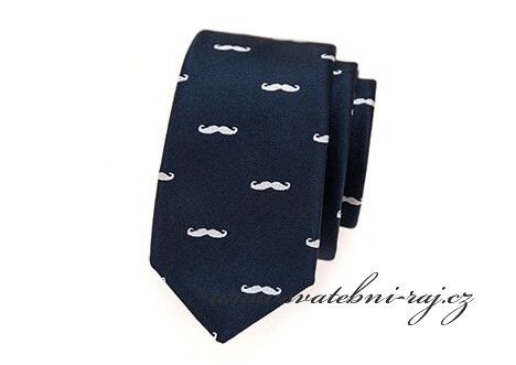 Zobrazit detail - Slim kravata navy-blue s knírky