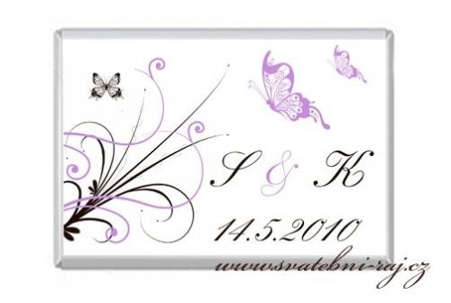 Zobrazit detail - Svatební čokoládka s lila motýlky