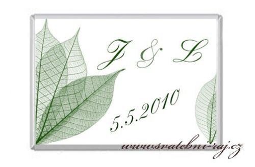 Zobrazit detail - Svatební čokoládka zelené listy