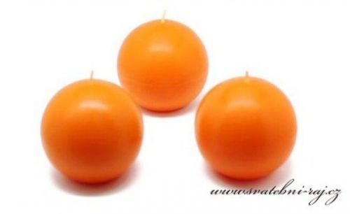 Zobrazit detail - Svíčka koule oranžová, průměr 8 cm