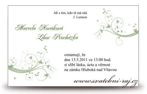 Zobrazit detail - Svatební oznámení zelené větvičky