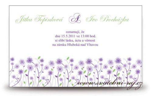 Zobrazit detail - Svatební oznámení pole květinek