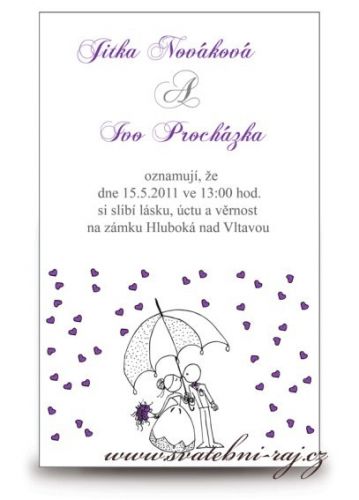 Zobrazit detail - Svatební oznámení novomanželé deštník