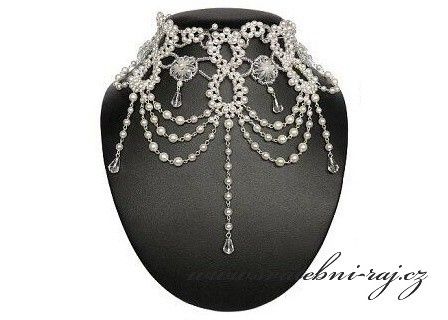 Nádherný svatební náhrdelník pletený