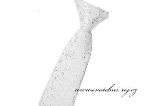 Zobrazit detail - Dětská kravata bílá se vzorem