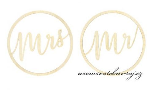 Dřevěné kruhy Mr a Mrs