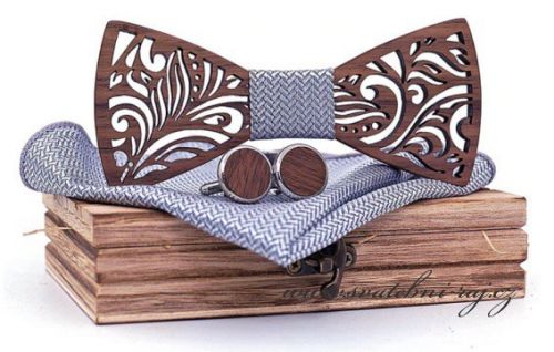 Zobrazit detail - Pánský motýlek s kapesníčkem a knoflíčky