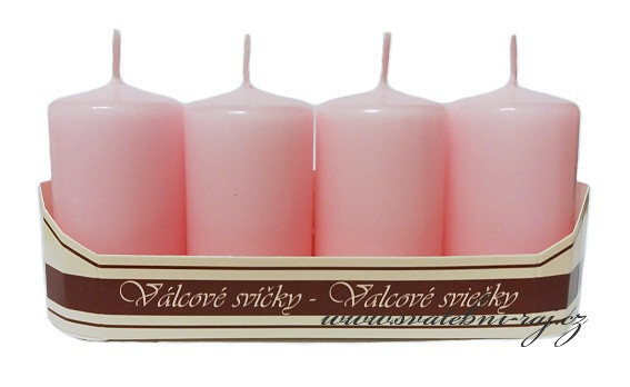 Sada růžových svíček - 40 x 70 mm