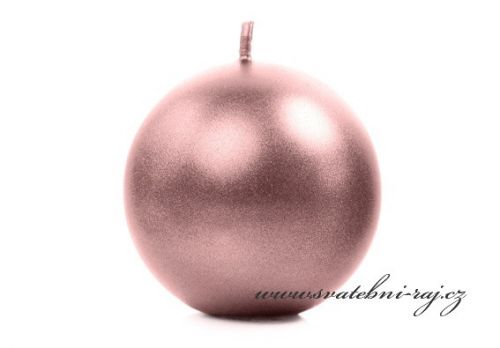 Svíčka koule perleťová starorůžová, průměr 6 cm