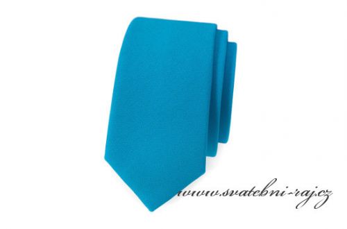 Kravata modrá matná - SLIM