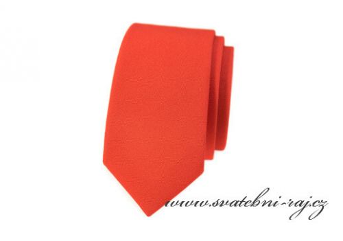 Kravata oranžová matná - SLIM