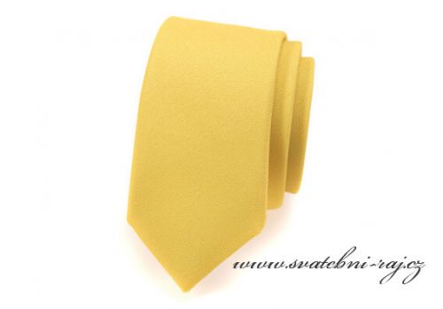 Kravata žlutá matná - SLIM