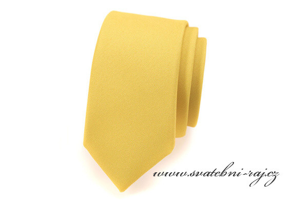 Kravata žlutá matná - SLIM