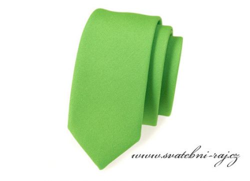Kravata zelená matná - SLIM