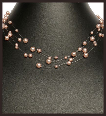 Perličkový náhrdelník starorůžový