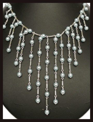Ketlovaný náhrdelník s mint-blue perlami