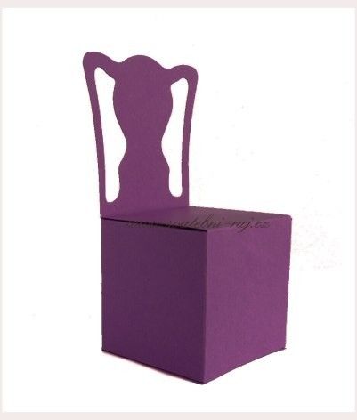 Papírová krabička židle tmavě fialová