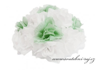 Buket z růží bílých a mint-green