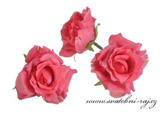Hlavičky růží růžové - 12 ks