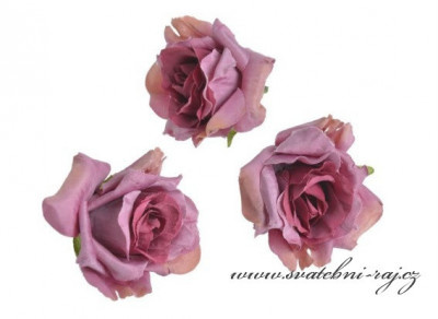 Hlavičky růží růžovo-fialové - 12 ks
