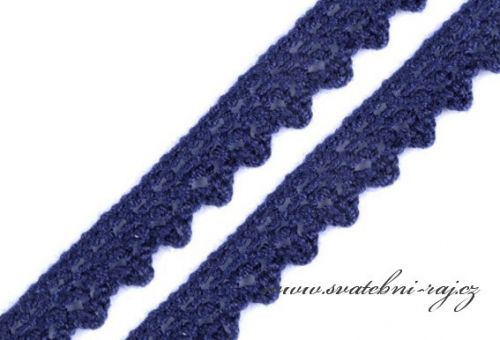 Paličkovaná krajka navy blue - 1 cm