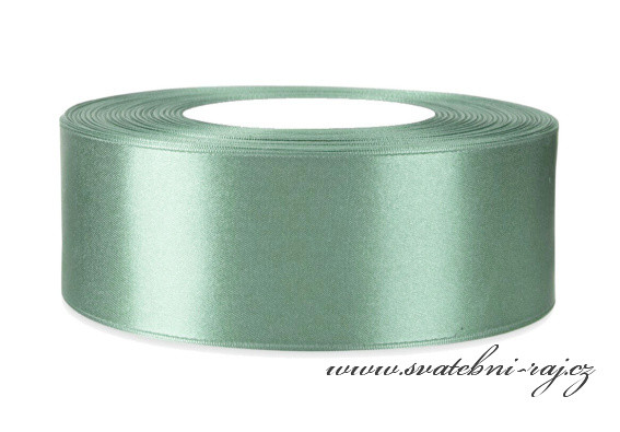 Saténová stuha popelavě zelená - 40 mm