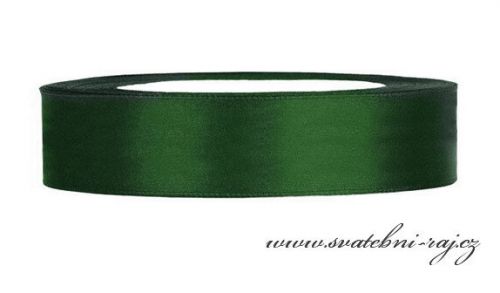 Saténová stuha tmavě zelená - 15 mm