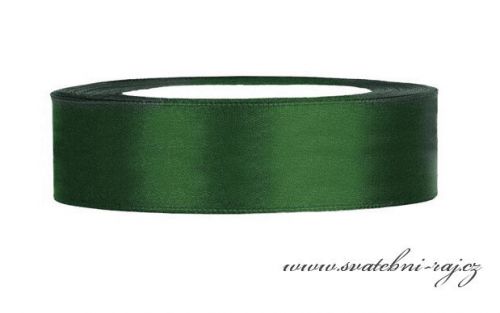 Saténová stuha tmavě zelená - 24 mm