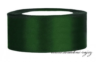 Saténová stuha tmavě zelená - 40 mm
